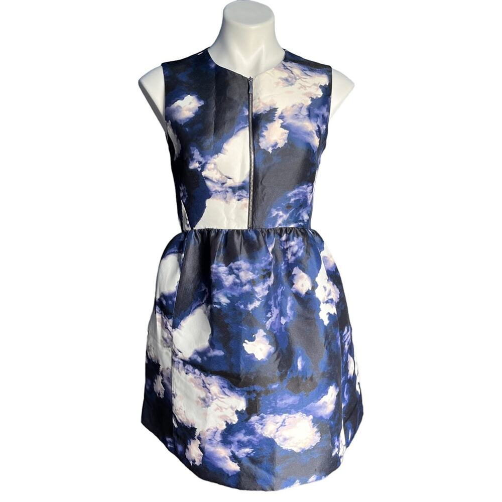Kate Spade Joss blue white lined fit flare cloud dress size 4